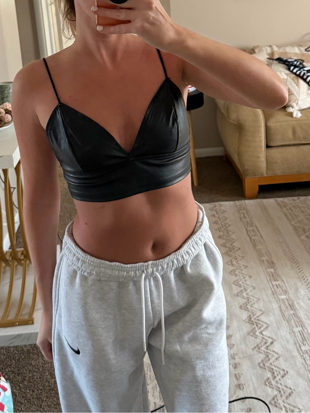 Black Faux-Leather Bralette Crop Top - Women's Intimates